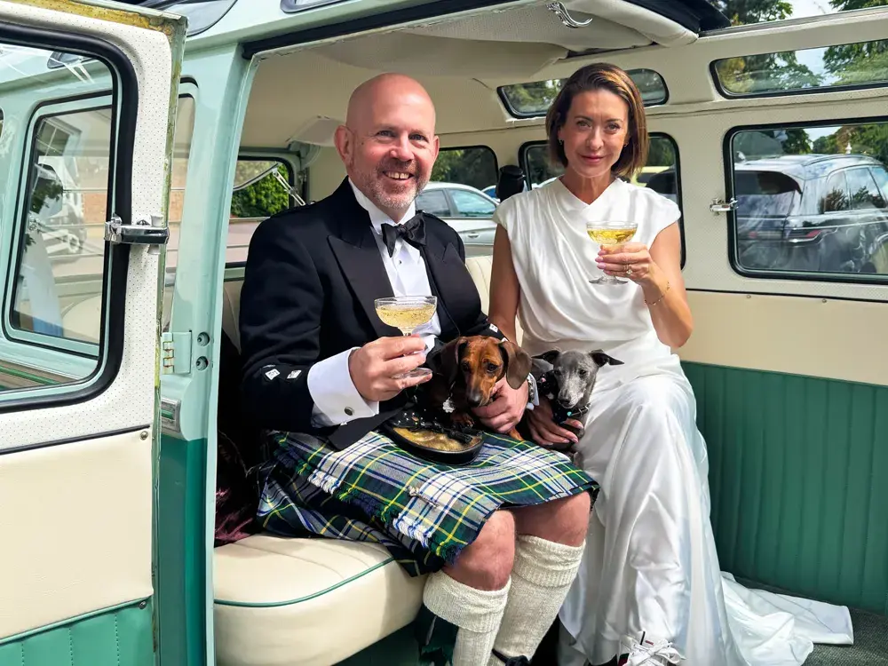 Gallery Image of a vintage VW camper van on a wedding day