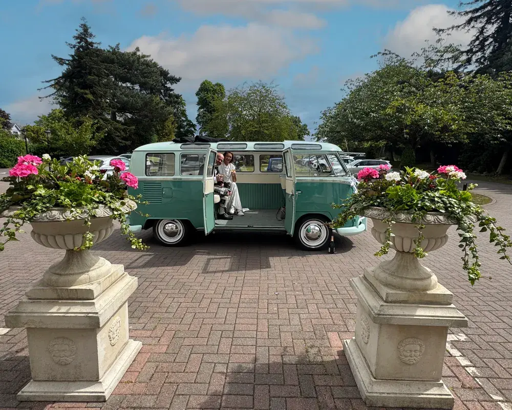 Gallery Image of a vintage VW camper van on a wedding day