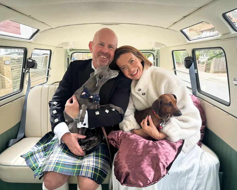 Gallery Image of a vintage VW camper van on a wedding day