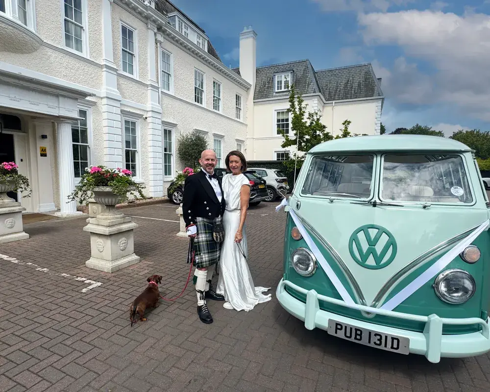 Gallery Image of a vintage VW camper van on a wedding day