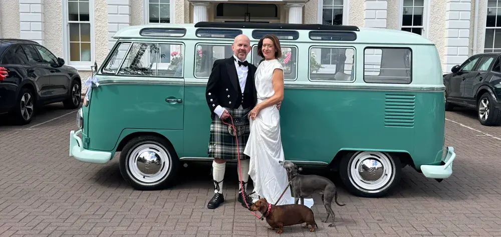 Gallery Image of a vintage VW camper van on a wedding day